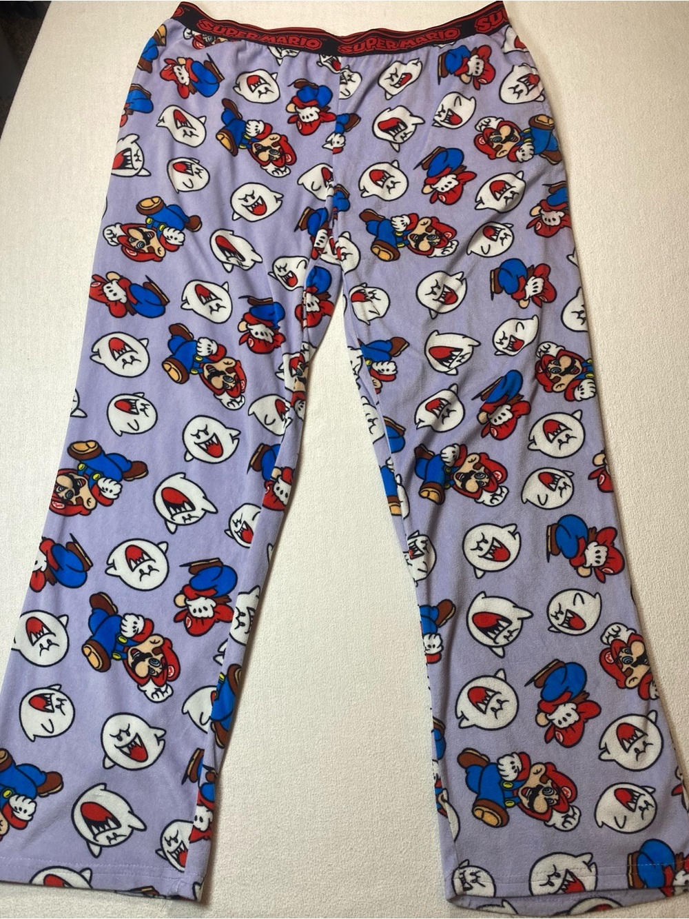 Nintendo Lavender Mario & Boo Pattern Kids Pajama Bottoms. See description.